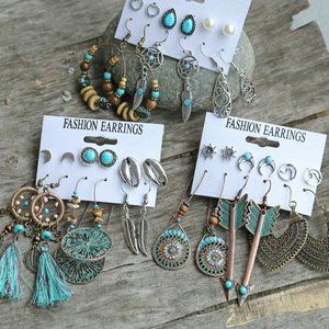 3 Boho 6-Pair Earrings Sets